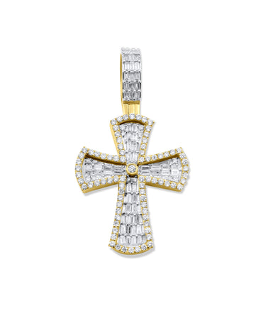 14K Gold Diamond Cross Pendant 1.43 CT