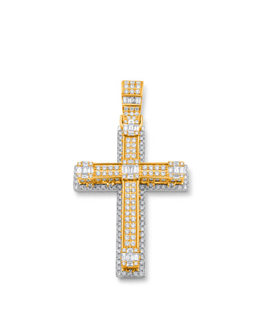14K Gold Diamond Cross Pendant 3.81 CT