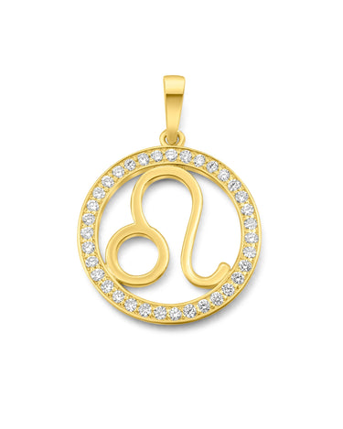 14K Gold Diamond Leo Zodiacs Pendant