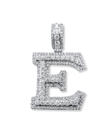 14K White Gold Diamond Initial "E" Pendant - 1.16 Ctw