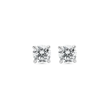 Pair of diamond stud earrings on a white background