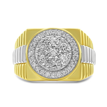 14K Two-Tone Yellow Gold Men's Diamond Ring 0.53 CT