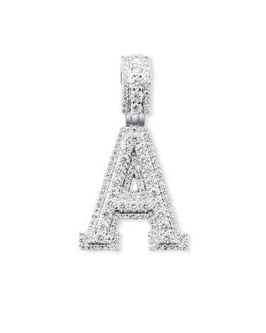 14k White Gold Diamond Initial "A" Pendant 0.89Ctw