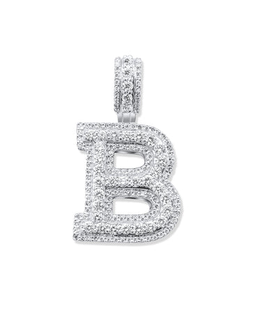 14k White Gold Diamond Initial "B" Pendant 1.12 Ctw