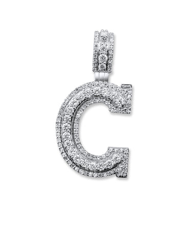 14k White Gold Diamond Initial "C" Pendant 0.80Ctw