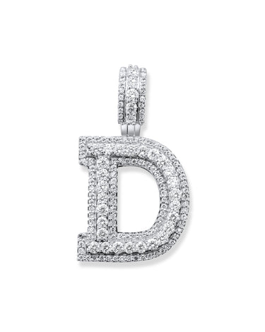 14k White Gold Diamond Initial "D" Pendant 1.03 Ctw
