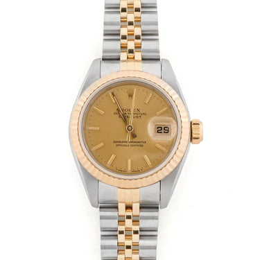 Rolex 69173 Lady-Datejust 26mm Champagne Index Dial Jubilee Bracelet Box 1994