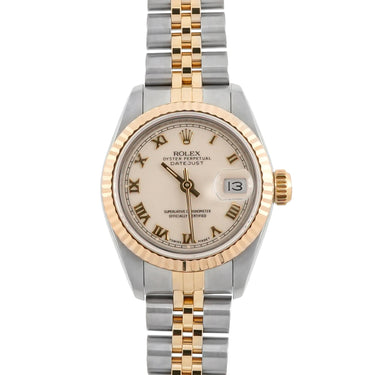Rolex 69173 Lady-Datejust 26 mm Linen Dial Jubilee Bracelet Box & Papers 1990