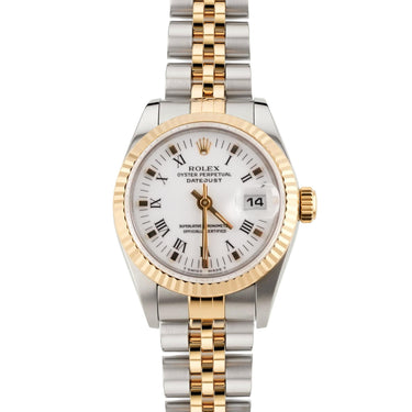 Rolex 69173 Lady-Datejust 26 mm White Roman Dial Jubilee Bracelet Box 1994