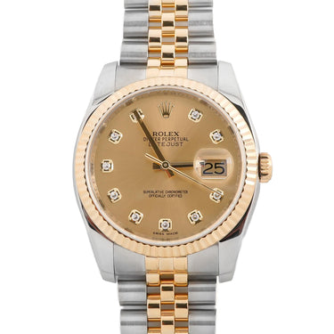 Rolex 116233 Datejust 36 mm Champagne Dial Jubilee Bracelet Box and Papers 2015