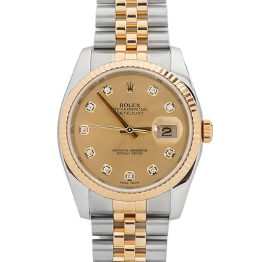 Rolex 116233 Datejust 36 mm Champagne Dial Jubilee Bracelet Box and Papers 2016