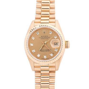 Rolex 69178 Lady-Datejust 26mm Champagne Dial President Bracelet Box Papers 1986