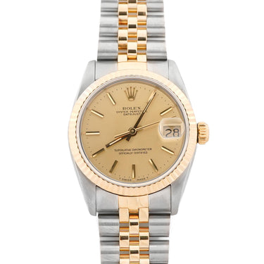Rolex 68273 Datejust 31 mm Champagne Index Dial Jubilee Bracelet Box 1987