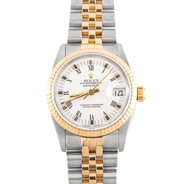 Rolex 68273 Datejust 31 mm White Roman Dial Jubilee Bracelet Box 1991