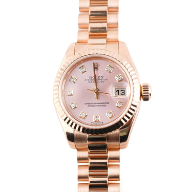 Rolex 179175 Lady-Datejust 26 mm Pink Diamond Dial President Box and Papers 2003