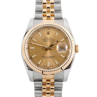 Rolex 116233 Datejust 36 mm Champagne Dial Jubilee Bracelet Box and Papers 2017