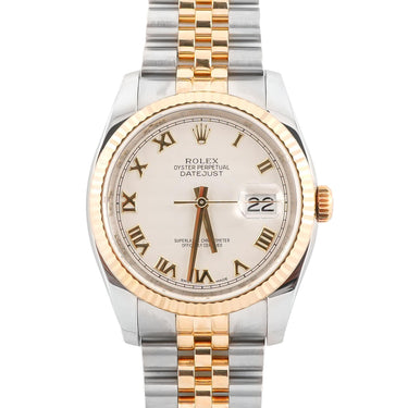 Rolex 116233 Datejust 36mm Ivory Pyramid Dial Jubilee Bracelet Box & Papers 2017