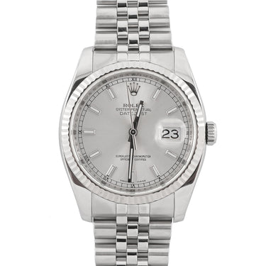 Rolex 116234 Datejust 36 mm Silver Index Dial Jubilee Bracelet Box & Papers 2011