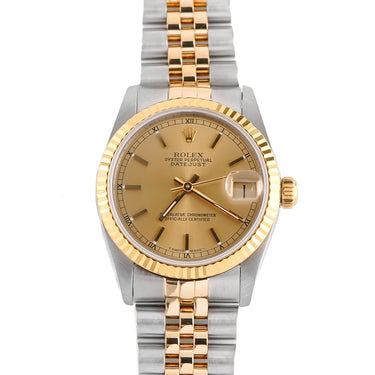 Rolex 68273 Datejust 31 mm Fluted Bezel Champagne Dial Jubilee Bracelet Box 1995