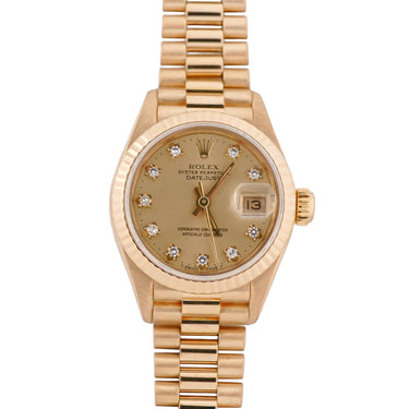 Rolex 69178 Lady-Datejust 26mm Champagne Diamond Dial President Box 1990