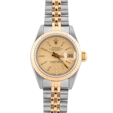 Rolex 69173 Lady-Datejust 26 mm Champagne Linen Index Dial Box and Papers 1988