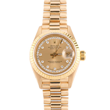 Rolex 69178 Lady-Datejust 26mm Champagne Diamond Dial President Box 1989