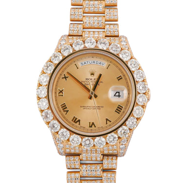 Rolex 218238 Day-Date 41 mm Champagne Dial Aftermarket Diamonds Bezel Box 2014