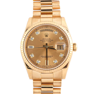 Rolex 118238 Day-Date 36mm Champagne Diamond Dial President Box & Papers 2010