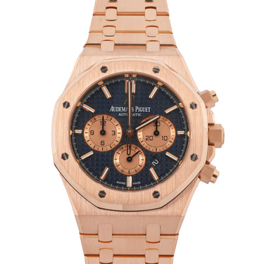 Audemars Piguet Royal Oak Chronograph 41 mm 18K RG Blue Dial Box & Papers 2017