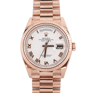 Rolex 128235 Day-Date 36 mm 18K Rose Gold White Dial President Box & Papers 2024