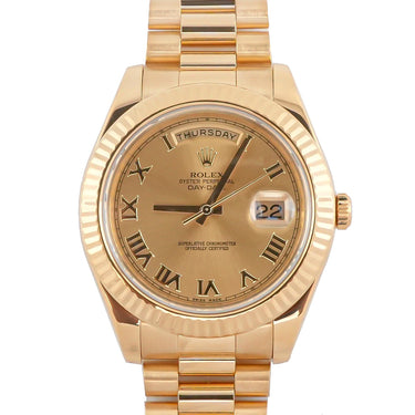 Rolex 218238 Day-Date II 41mm Champagne Roman Dial President Box and Papers 2012