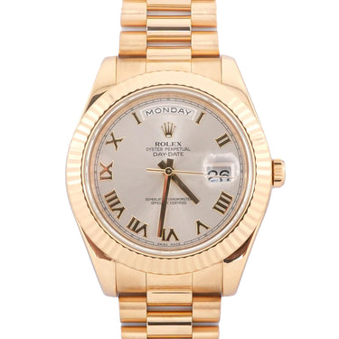 Rolex 218238 Day-Date II 41mm Silver Roman Dial President Box and Papers 2014