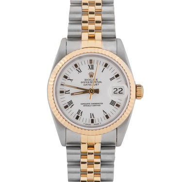 Rolex 68273 Datejust 31 mm White Roman Dial Jubilee Bracelet Box and Papers 1995