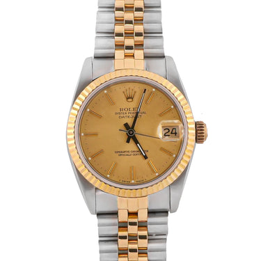 Rolex 68273 Datejust 31 mm Champagne Dial Jubilee Bracelet Box and Papers 1990