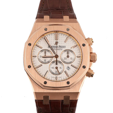 Audemars Piguet Royal Oak Chronograph 41 mm 18K Rose Gold Silver Dial Box 2016