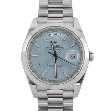 Rolex 228206 Day-Date 40 mm Ice Blue Diagonal Motif Dial Box and Papers 2022