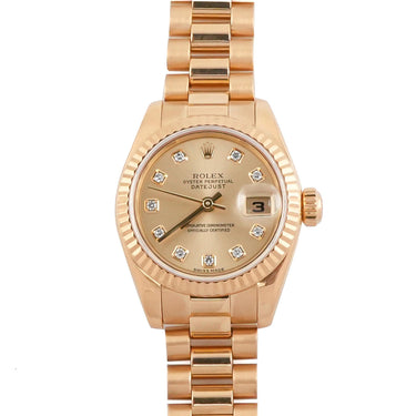 Rolex 179178 Lady-Datejust 26 mm Champagne Dial President Bracelet Box 2002