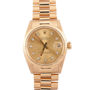 Rolex 6827 Datejust 31 mm Champagne Diamond Dial President Bracelet Box 1981