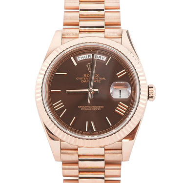 Rolex 228235 Day-Date 40 mm 18K Rose Gold Chocolate Dial Box and Papers 2018