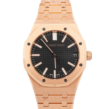 Audemars Piguet Royal Oak Selfwinding 18K Rose Gold Black Dial Box & Papers 2023