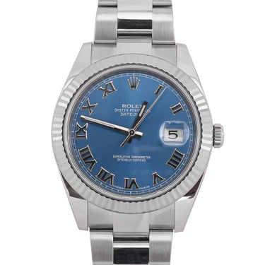 Rolex 126334 Datejust 41 mm Blue Roman Dial Oyster Bracelet Box and Papers 2017