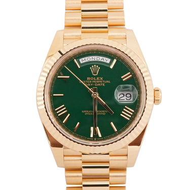 Rolex 228238 Day-Date 40mm 18K Yellow Gold Green Roman Dial Box and Papers 2026