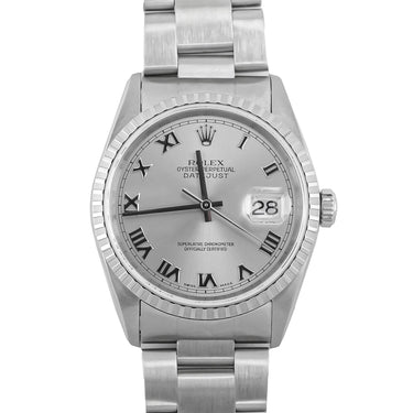 Rolex 16220 Datejust 36 mm Silver Roman Dial Oyster Bracelet Box 2003