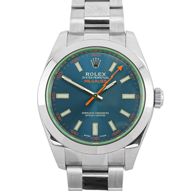 Rolex 116400GV Milgauss 40 mm Blue Index Dial Oyster Bracelet Box & Papers 2021