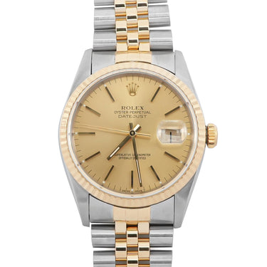 Rolex 16233 Datejust 36 mm Champagne Dial Jubilee Bracelet Box and Papers 1994