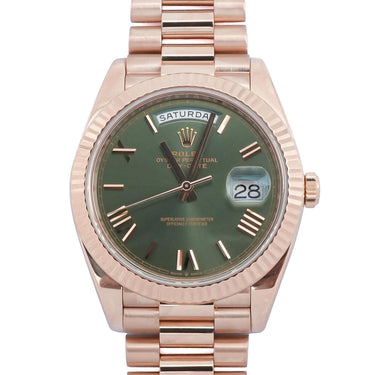 Rolex 228235 Day-Date 40mm Green Olive Dial President Bracelet Box & Papers 2019