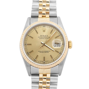 Rolex 16233 Datejust 36 mm Champagne Dial Jubilee Bracelet Box & Papers 1996