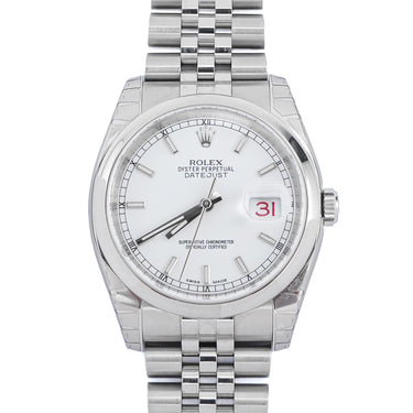 Rolex 116200 Datejust 36 mm Smooth Bezel White Index Dial Box and Papers 2015