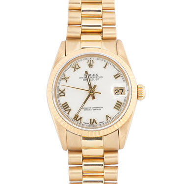 Rolex 68278 Datejust 31 mm White Roman Dial President Bracelet Box 1990