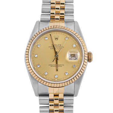 Rolex 16233 Datejust 36 mm Champagne Dial Jubilee Bracelet Box & Papers 1991